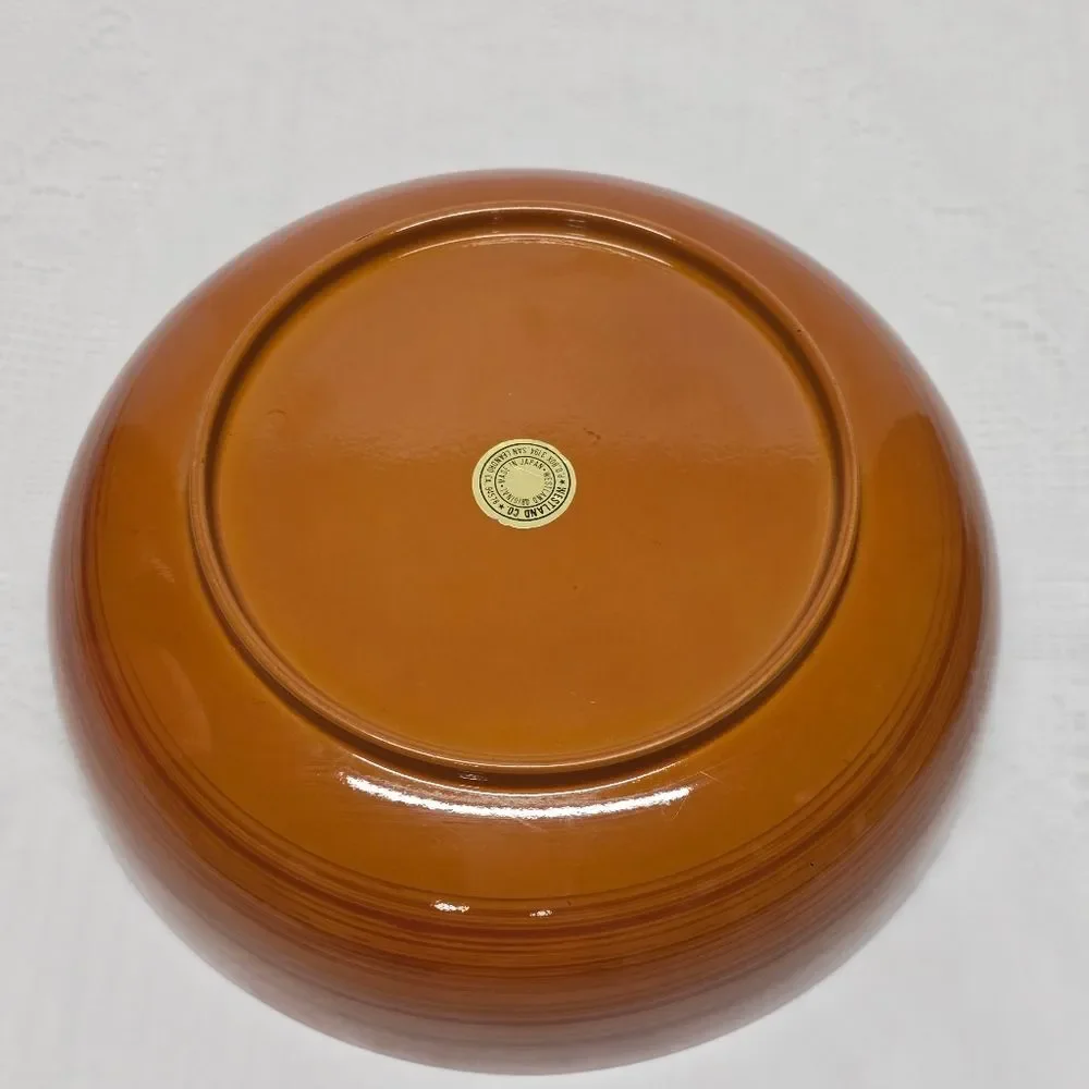 Westland Vintage Japanese Floral Lacquer Rhinestone Round Box Amber Brown